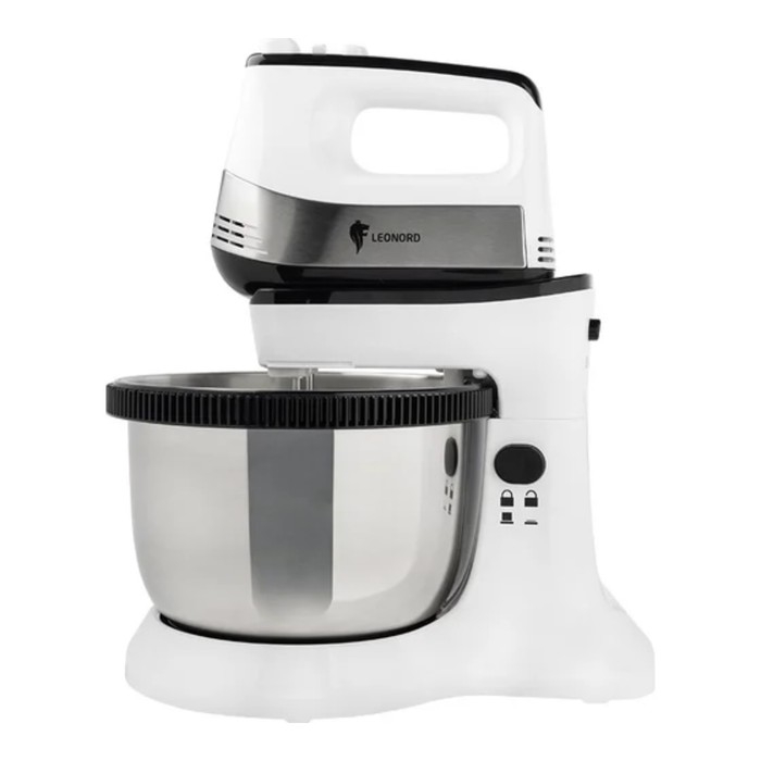Миксер Leonord LE-1740, ручной/стационарный, 600 Вт, 4 л, 5 скоростей, режим  Миксер Leonord LE-1740, ручной/стационарный, 600 Вт, 4 л, 5 скоростей, режим "турбо", белый