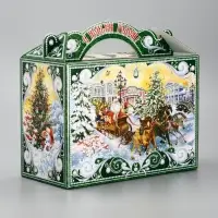 Подарочная новогодняя коробка "Чудо-тройка", для сладких подарков, 25×12×24 см Подарочная новогодняя коробка "Чудо-тройка", для сладких подарков, 25×12×24 см