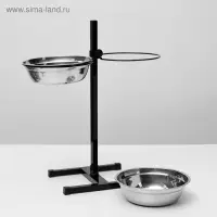 Подставка с мисками, 2&times;2.5 л, высота 60 см, разборная, чёрная