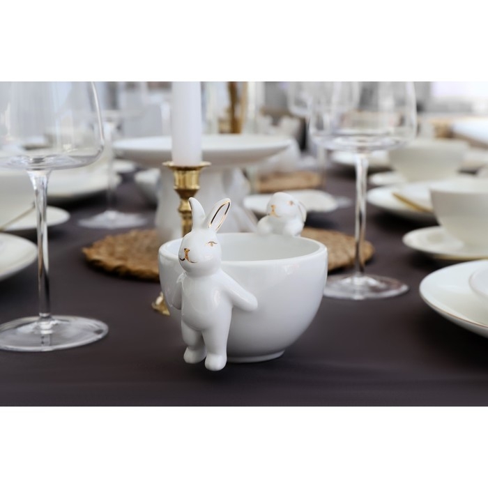 Менажница 3 ячейки Доляна «Зайка в золотом», 16,5×9 см, цвет белый Менажница 3 ячейки Доляна «Зайка в золотом», 16,5×9 см, цвет белый