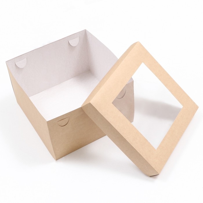 Коробка складная, крышка-дно, с окном, крафт, 30 х 30 х 20 см Коробка складная, крышка-дно, с окном, крафт, 30 х 30 х 20 см