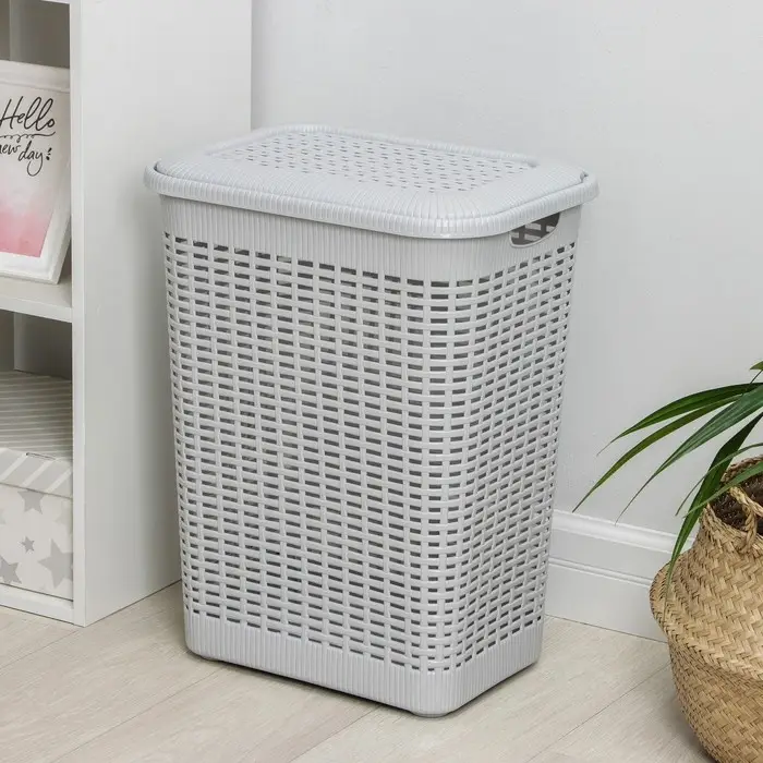 Корзина бельевая, 50 л, 42&times;31&times;56 см, с крышкой, МИКС