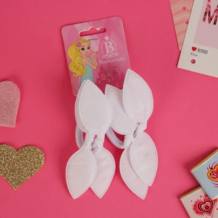 Резинка для волос Резинка для волос "Весёлые ушки" (набор 4 шт) 4 см, белый