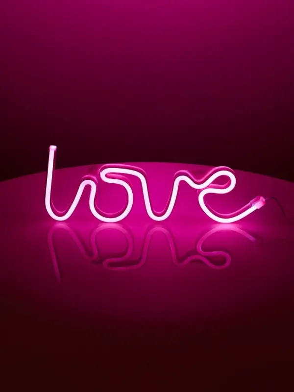 Неоновая вывеска "Любовь", 35x13см, AAx3+USB, РОЗОВЫЙ
