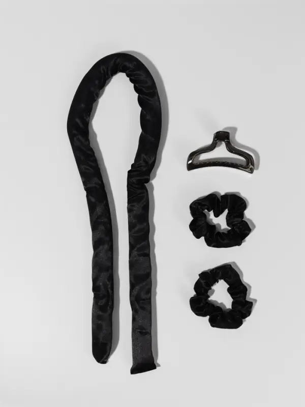 Мягкие бигуди &laquo;Волшебный локон&raquo;, 4 предмета: бигуди, резинки 2 шт., крабик, чёрные