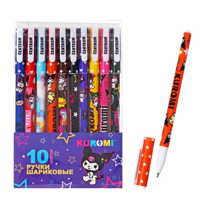 Набор ручек шариковых Kuromi, 10 цветов, 0,7 мм, ПВХ – упаковка с европодвесом Набор ручек шариковых Kuromi, 10 цветов, 0,7 мм, ПВХ – упаковка с европодвесом