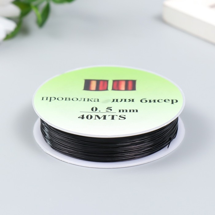 Проволока для бисера 0,5 мм, 40 м, чёрный Проволока для бисера 0,5 мм, 40 м, чёрный