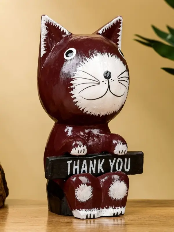 Сувенир  Сувенир "Кот с табличкой WELCOME" дерево 10х7х16 см, цв. бело-коричневый