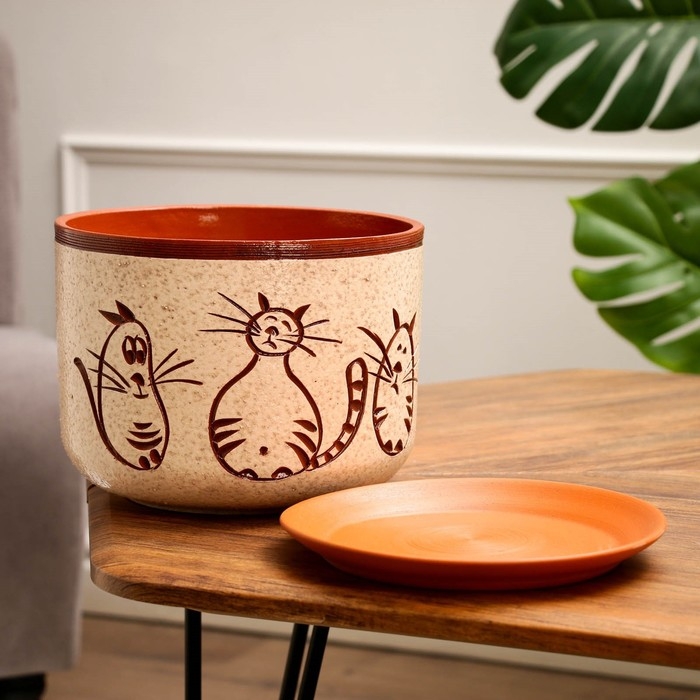 Горшок цветочный Горшок цветочный "Атлант" котики 5 л