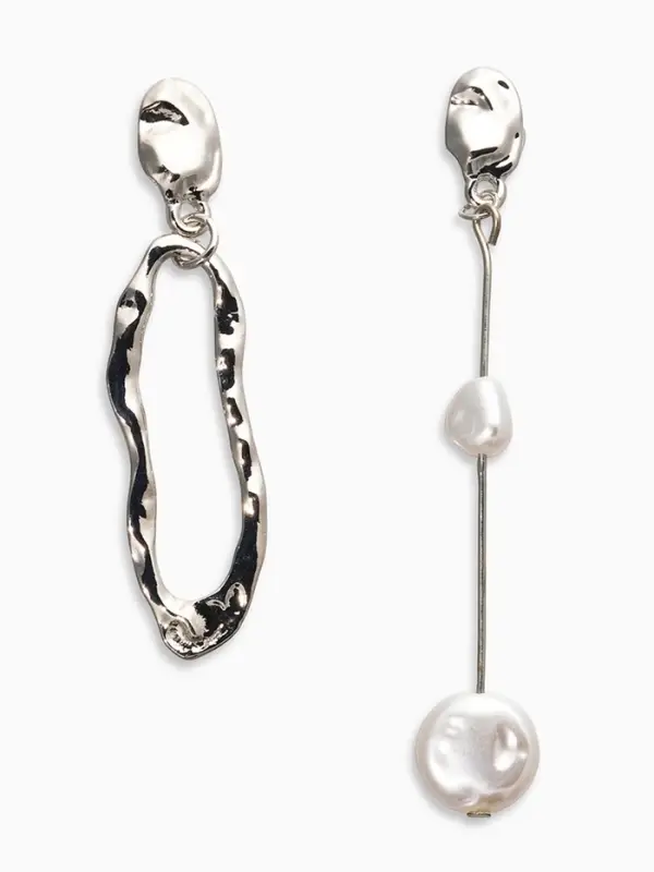 Серьги жемчуг Серьги жемчуг "Корейский стиль", цвет белый в серебре