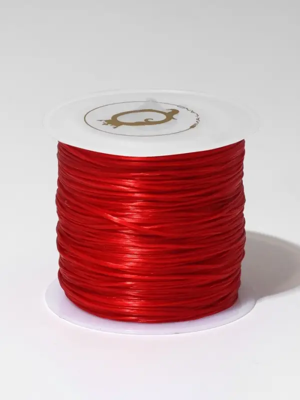 Нить силиконовая (резинка) d=0.5 мм, L=50 м (прочность 2250 денье), красная