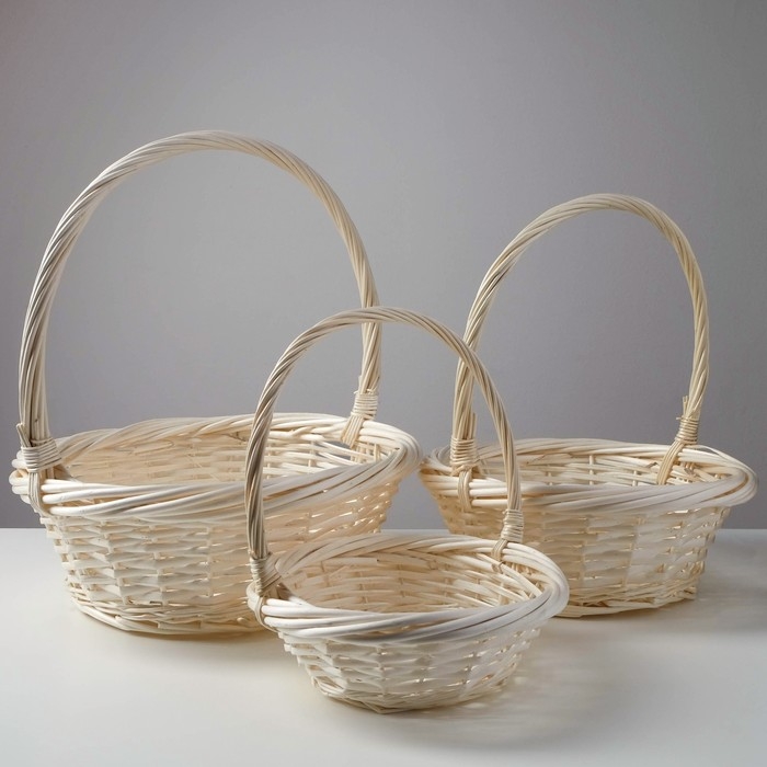 Набор корзин, 3 шт, 36х14/39 см, 30х12/34 см, 23х8/25 см, ива отбеленная Набор корзин, 3 шт, 36х14/39 см, 30х12/34 см, 23х8/25 см, ива отбеленная