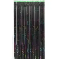 Карандаш чернографитный Calligrata, НВ, с ластиком, пластиковый, чёрный корпус с цветным узором