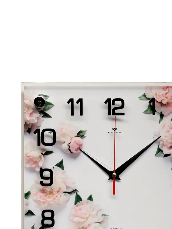 Часы настенные интерьерные &laquo;Цветы&raquo;, бесшумные, плавный ход, 25&times;25 см, от батарейки 1&times;AA