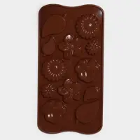 Форма для шоколада Доляна &laquo;Цветение&raquo;, силикон, 21&times;10.5&times;0.7 см, 12 ячеек, коричневая