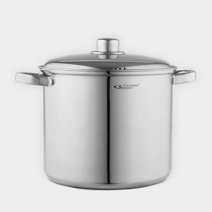 Кастрюля Катунь &laquo;Гретта&raquo;, 9 л, d=24 см, с крышкой, капсульное дно, индукция, нержавеющая сталь, AISI - 201, хромированная