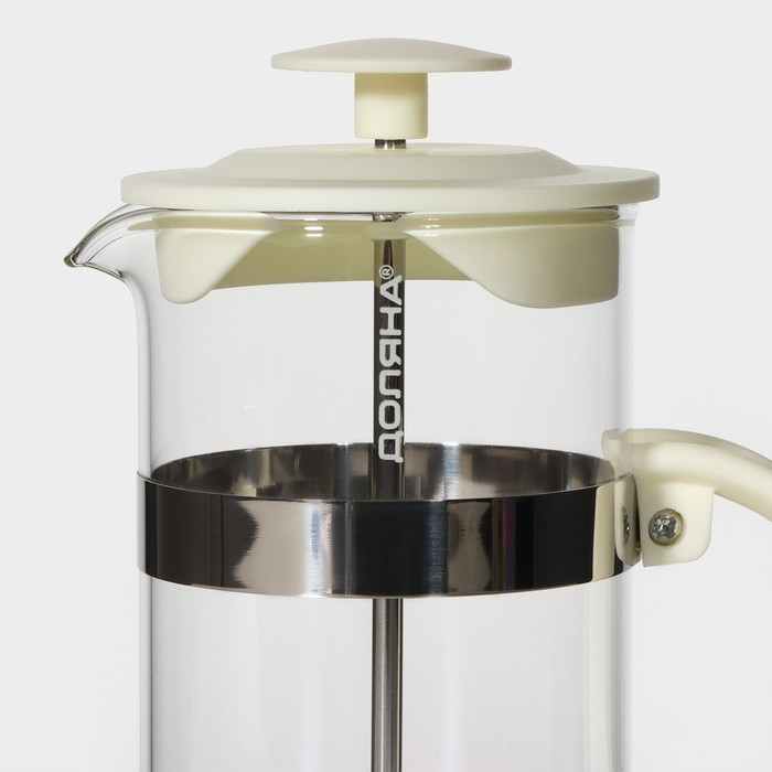 Чайник заварочный френч - пресс Доляна «Гарсон», 350 мл, стекло, цвет молочный Чайник заварочный френч - пресс Доляна «Гарсон», 350 мл, стекло, цвет молочный