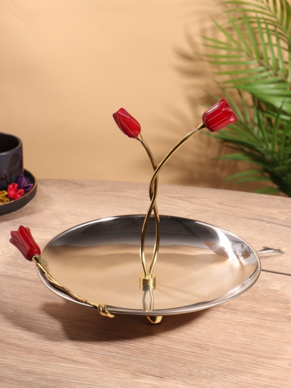 Подставка для пирожных "Три тюльпана" нержавеющая сталь 25,5х24х28 см