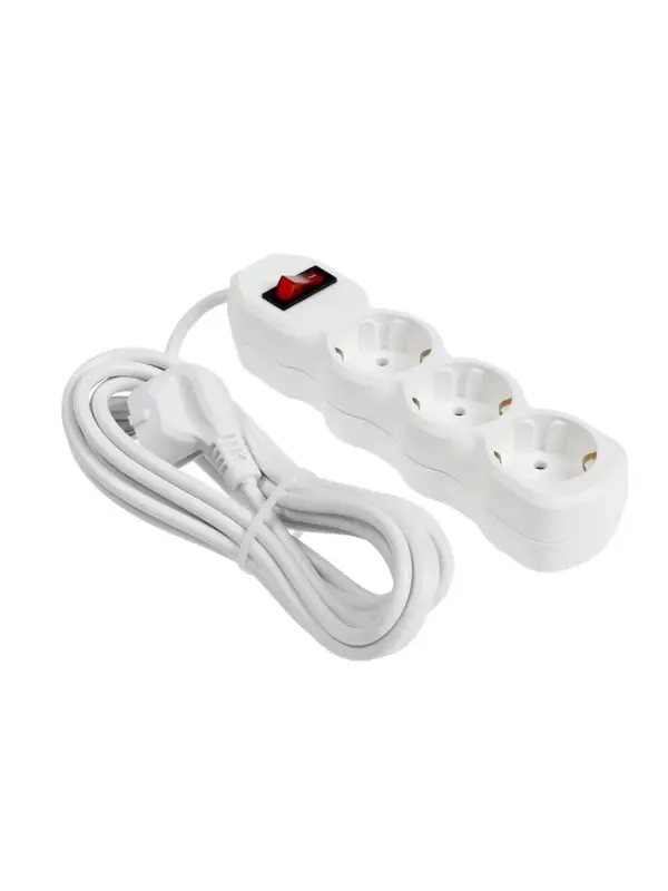 Удлинитель Luazon Lighting ECO, 3 розетки, 4.5 м, 16 А, 3500 Вт, ПВС 3&times;1 мм2, с заземлением, с выключателем