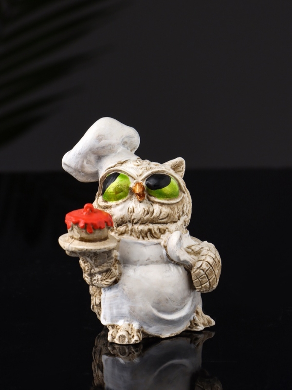 Набор фигур Набор фигур "4 совы на подносе" размер 20х10х10 см, бежевый