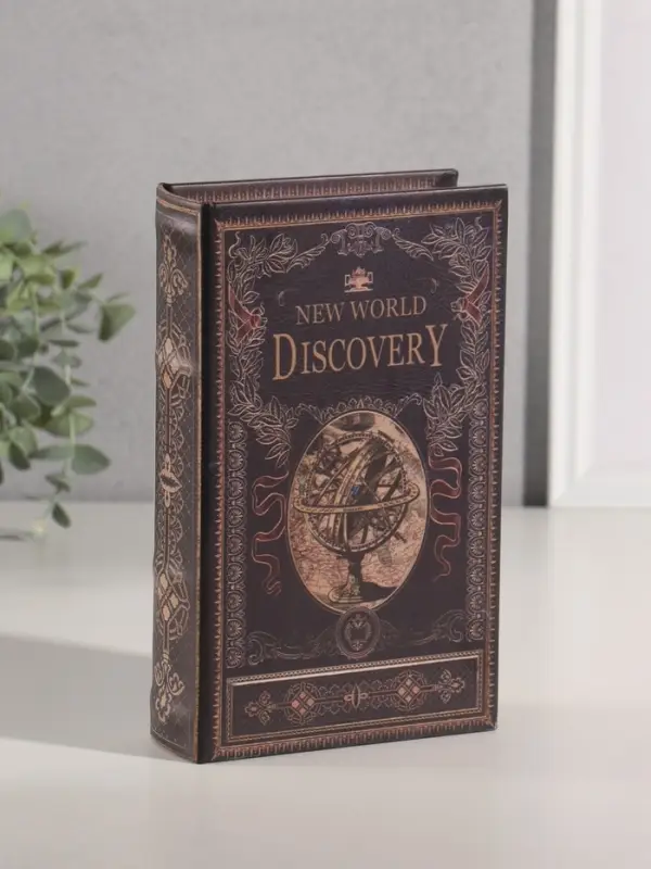 Шкатулка книга - сейф &laquo;Открытие нового мира&raquo;, дерево, искусственная кожа, 21&times;13&times;5 см