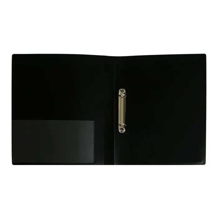 Папка на 2 кольцах А4, Calligrata, 27 мм, 700 мкм, внутренний и торцевой карман, черная