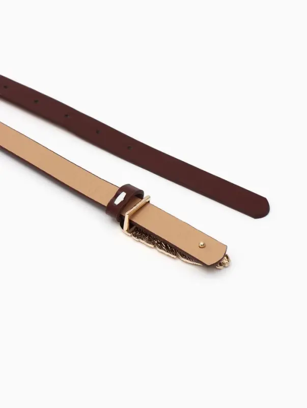 Ремень женский &laquo;Перо&raquo;, гвоздик, 2&times;110 см, без винта, коричневый