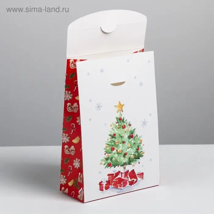 Коробка подарочная новогодняя складная &laquo;С Новым годом&raquo;, 15&times;7&times;22 см