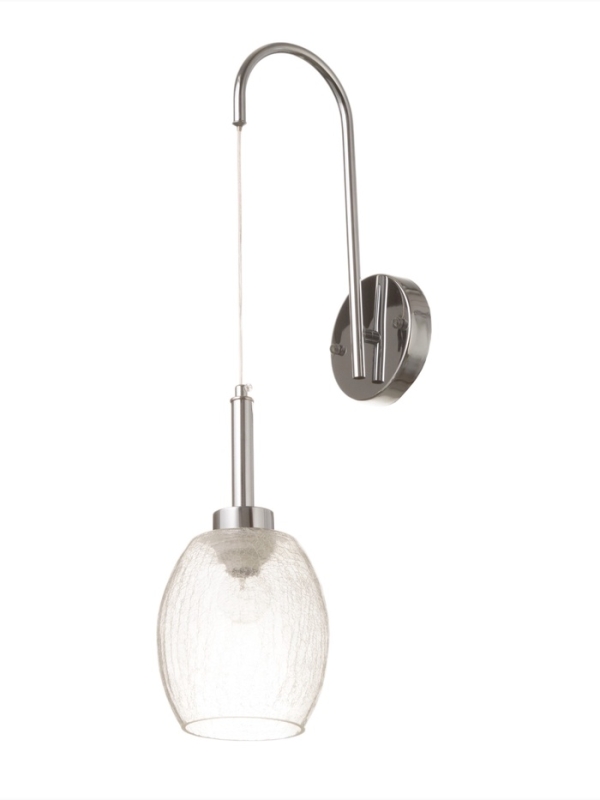 Бра «Кейти» 1х40Вт Е27 прозрачный/серебро 23х14х47+80см