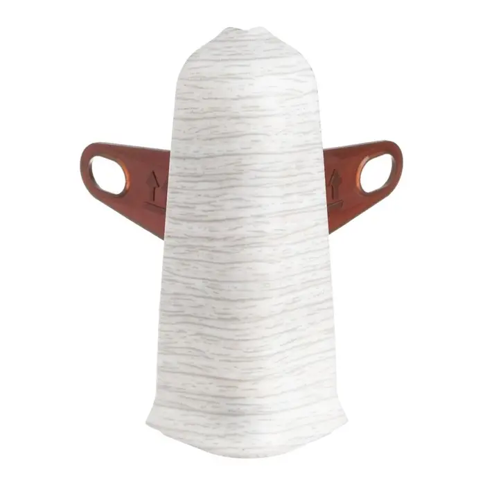 Угол наружный (внешний) для плинтуса «Деконика», с крепежом, 70 мм, цвет 265 клен патина