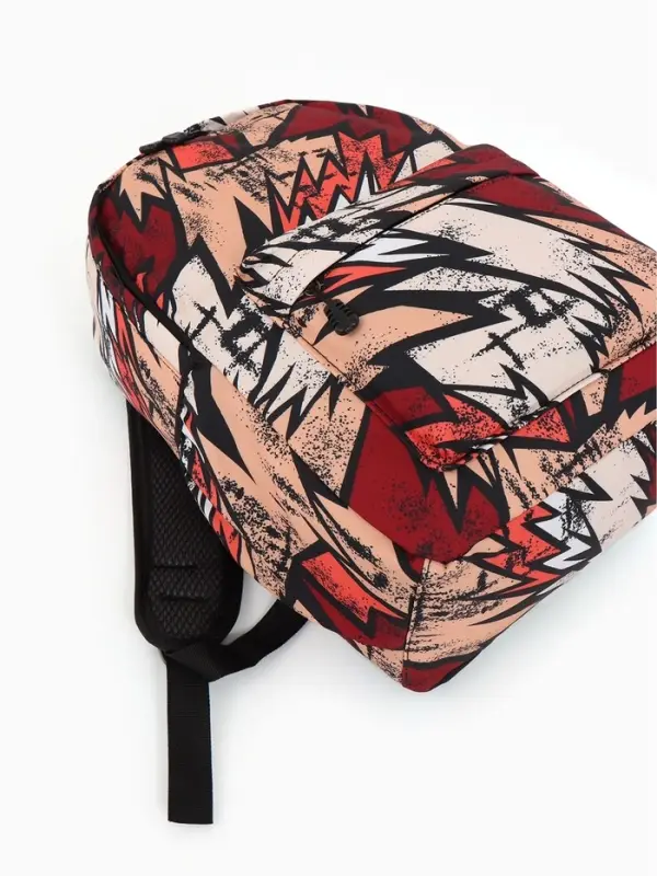 Рюкзак школьный, на молнии, три наружных кармана, с принтом, 30&times;13&times;42 см, разноцветный