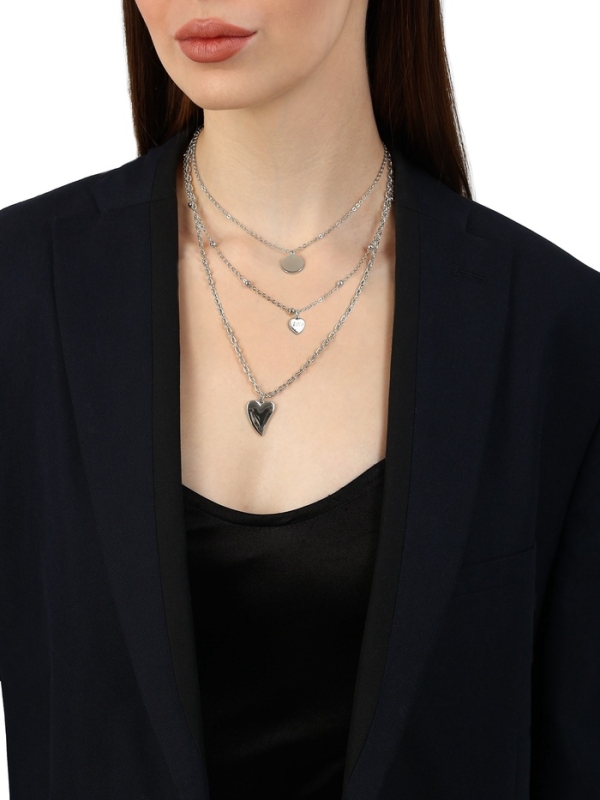 Кулон «Цепь» два сердца и круг, цвет серебро Кулон «Цепь» два сердца и круг, цвет серебро