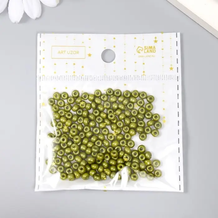 Бисер стекло 6/0  Бисер стекло 6/0 "Тёмно-оливковый" 15 гр