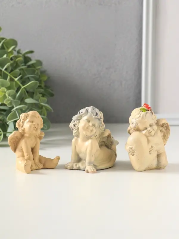 Набор фигурок 3 шт. &laquo;Милые ангелочки&raquo;, гипс, 6 см, слоновая кость