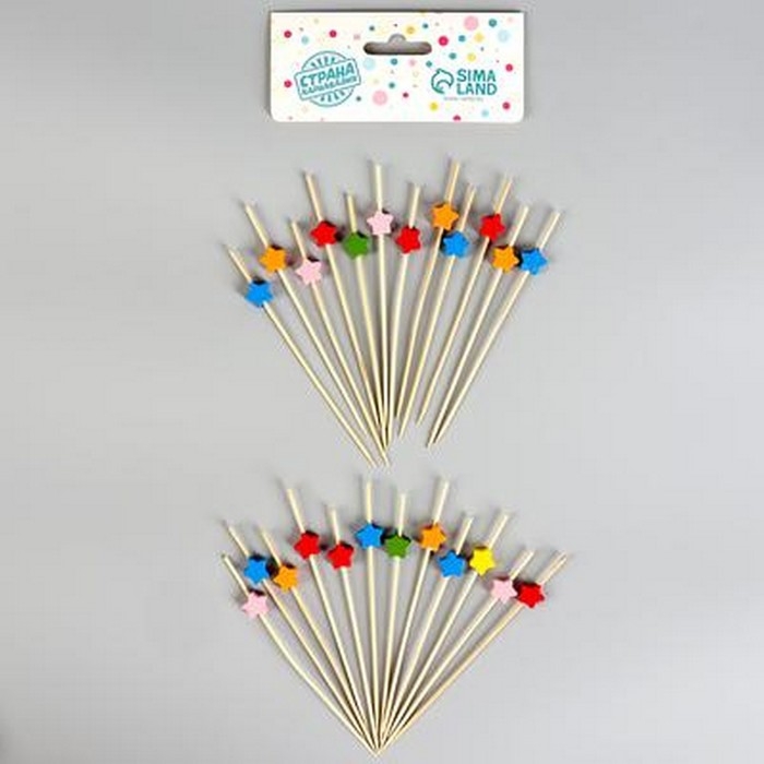 Шпажки «Звёзды», в наборе 24 шт., цвета МИКС Шпажки «Звёзды», в наборе 24 шт., цвета МИКС