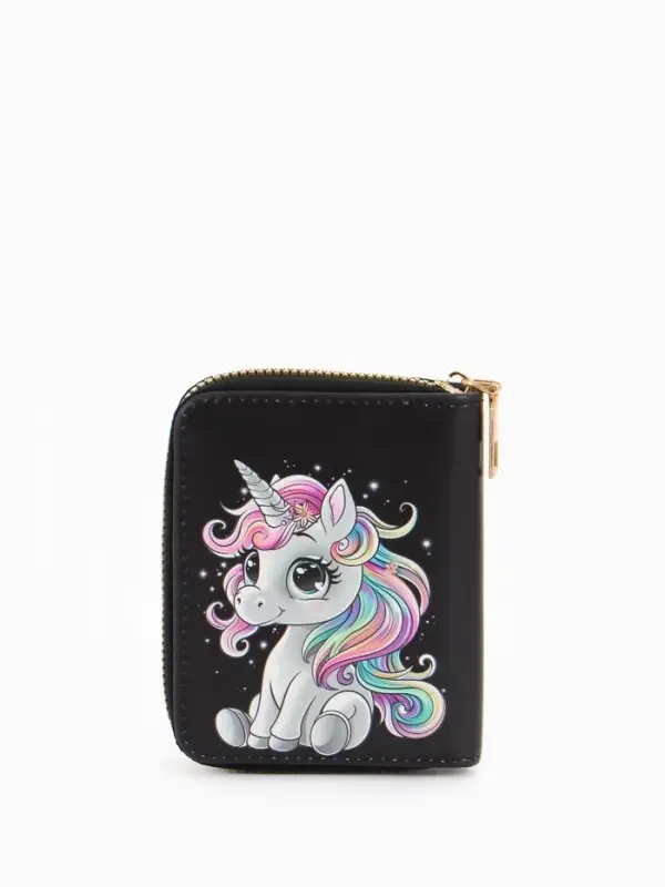 Кошелёк на молнии &laquo;Выбражулька&raquo;, 8.5&times;2.5&times;10.5 см, с принтом, чёрный