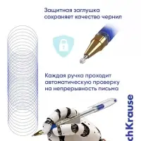 Ручка шариковая ErichKrause L-30, Gold Stick&Grip Classic, узел 0.7 мм, синяя, резиновый держатель, МИКС