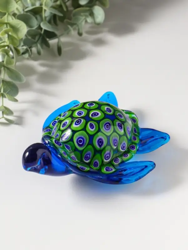 Сувенир стекло "Черепашка калейдоскоп" под муранское стекло 10,5х13,5х7 см