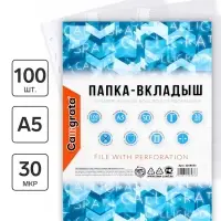Файл - вкладыш Calligrata, А5, 30 мкм, глянцевый, вертикальный, 100 штук