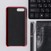 Чехол LuazON для iPhone 7 Plus/8 Plus, с отсеком под карты, кожзам, красный
