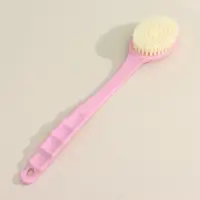 Щётка массажная для тела Доляна, с ручкой и массажёром, искусственная щетина, розовая