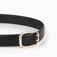 Ремень жен, 06-01-01-02, 3,5*0,3*110 см, без винта, пряжка золото, 2 прокол, черный