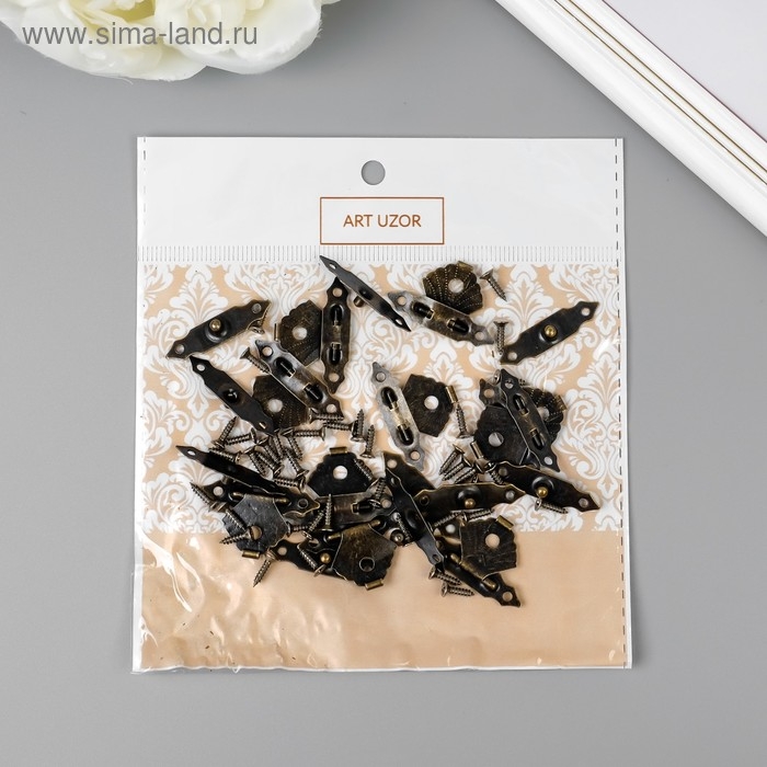 Замок металл для шкатулки бронза + гвозд. набор 10 шт 2х3 см Замок металл для шкатулки бронза + гвозд. набор 10 шт 2х3 см