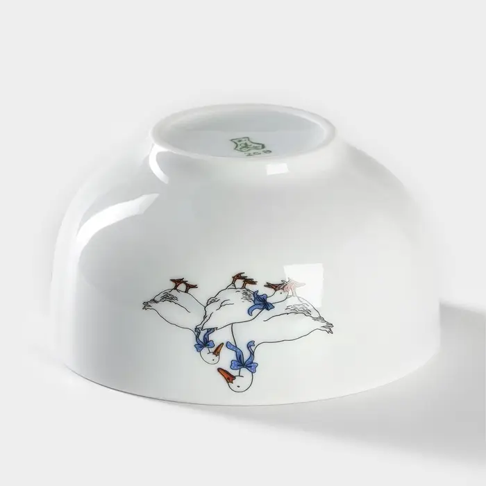 Пиала Добрушский завод &laquo;Гуси&raquo;, 330 мл, d=11 см, фарфор, белая, рисунок МИКС