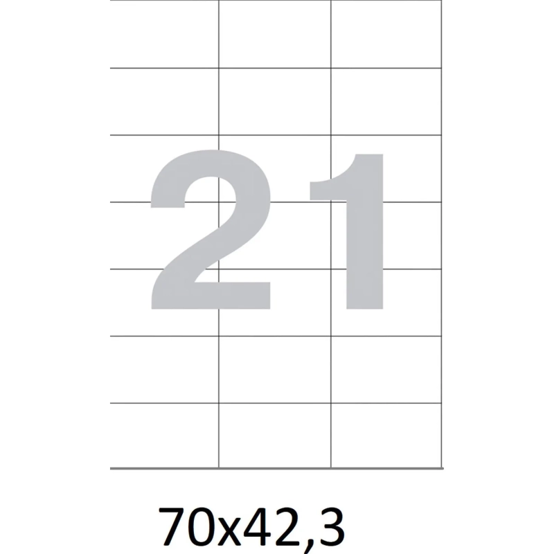 Этикетки самоклеящиеся  70х42.3 мм./21 шт. на лист. А4 (100л./уп)