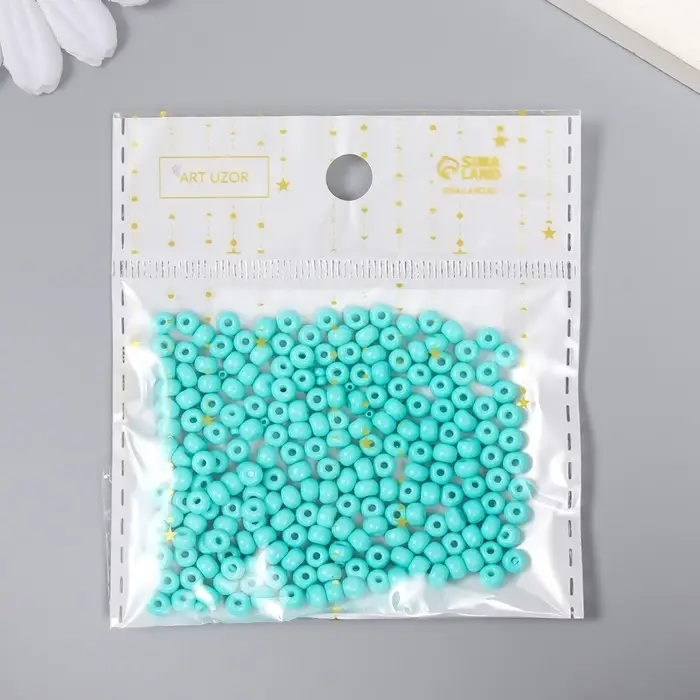 Бисер стекло 6/0  Бисер стекло 6/0 "Ярко-голубой" 15 гр