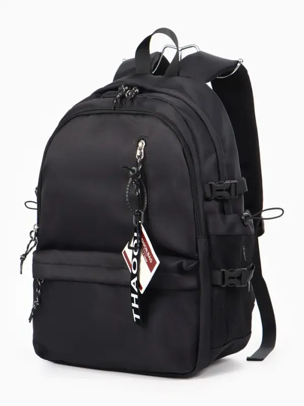 Рюкзак школьный, однотонный, 2 отделения, 5 карманов, 30&times;14&times;45 см, чёрный