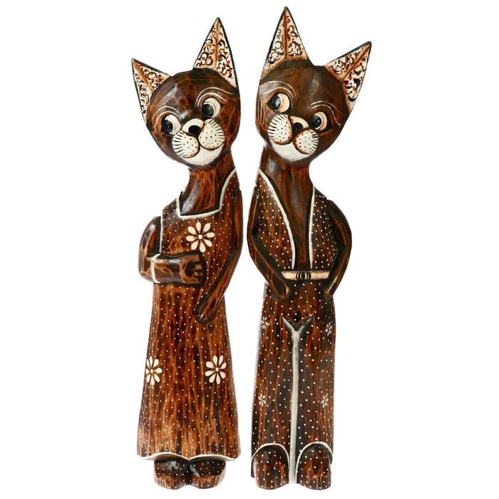 Сувенир дерево Сувенир дерево "Парочка котов в одежде" (набор 2 шт) 50х12х12 см