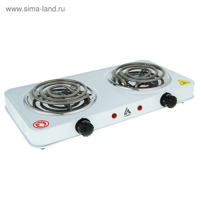 Плитка электрическая Luazon LHP-003, 2 конфорки, 2000 Вт, нагреватель спираль, белая Плитка электрическая Luazon LHP-003, 2 конфорки, 2000 Вт, нагреватель спираль, белая