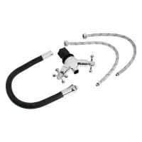 Смеситель для кухни ZEIN Z2104, двухвентильный, силиконовый излив, черный/хром